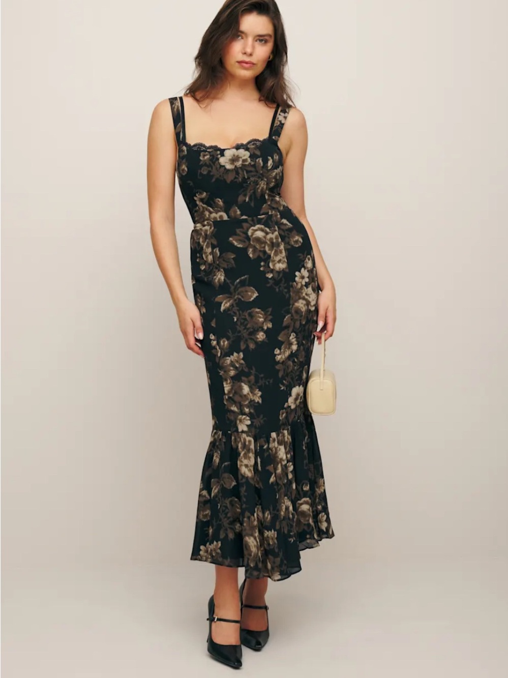 Reformation Irisa Dress in Grand Dame Floral Fit-and-Flare Midi Dress - Picture 3 of 3